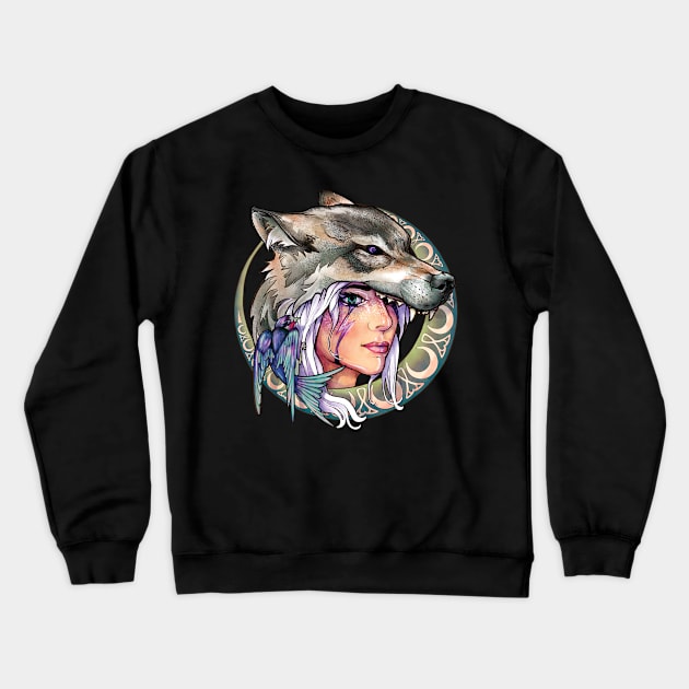 Wolf & Swallow - Art Nouveau Medallion [FOREST] Crewneck Sweatshirt by Lix